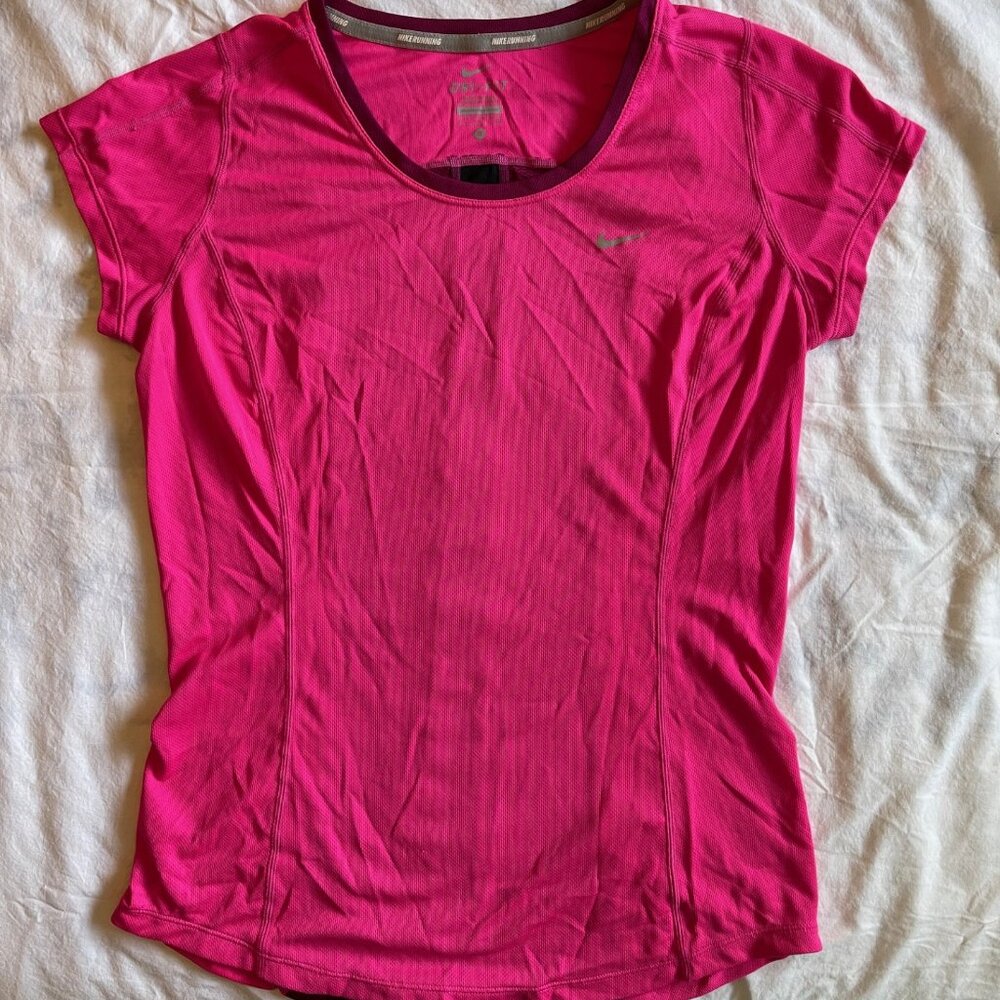 Nike Running Dry-fit pink short sleeve top, Size S